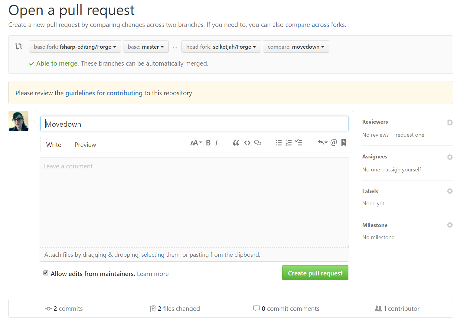 create pull request